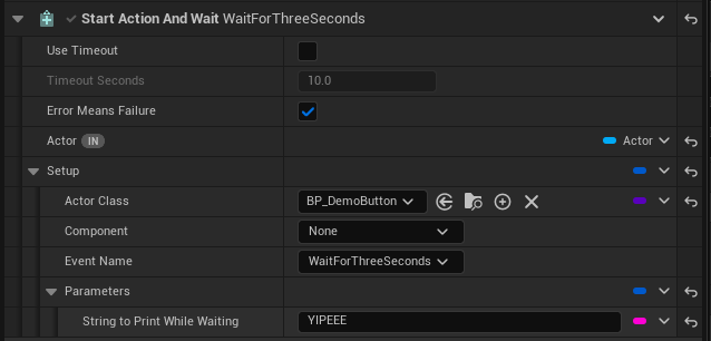 Start Action And Wait task configuration
